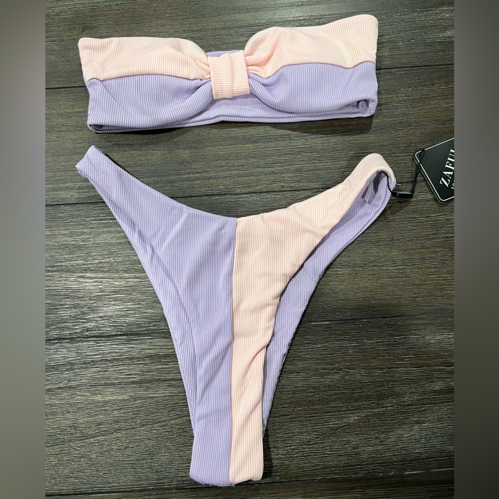 NWT Zaful pink & purple bikini size small